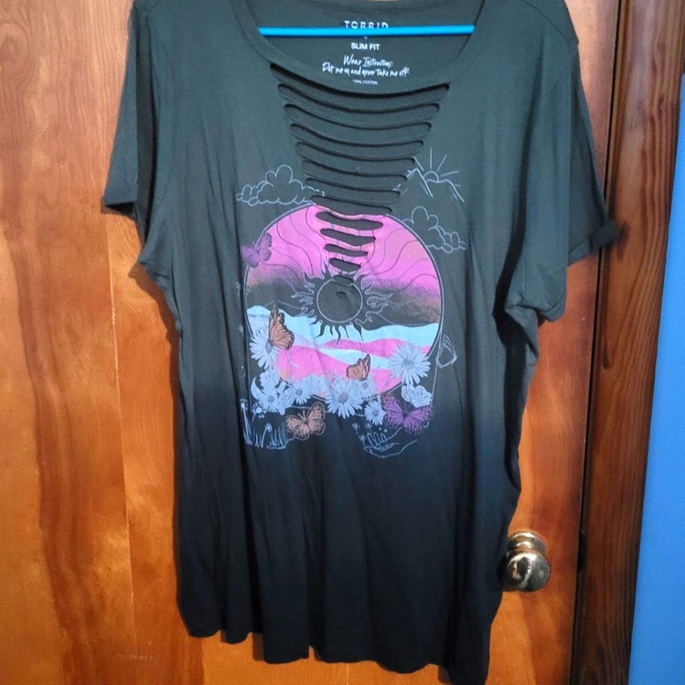 Torrid Black Graphic Cutout T-Shirt